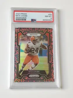 Panini Prizm 2023 Nick Chubb Cleveland Browns Snakeskin SP NFL PSA 8 - Image 1