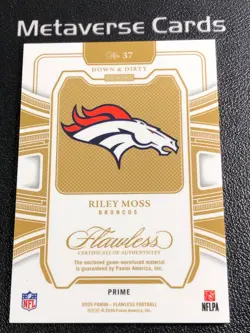 2023 Panini Flawless Down & Dirty Riley Moss 09/20 Prime Patch Silver - Image 2