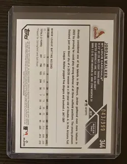 2023 Topps Series 2 - Blue Foil #344 - Jordan Walker /999 - Image 2