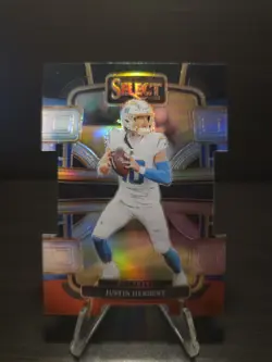 Justin Herbert Red Black Prizm Die Cut 2023 Select Card #52 Los Angeles Chargers - Image 1