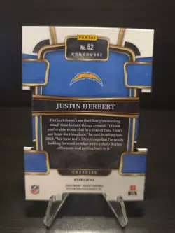 Justin Herbert Red Black Prizm Die Cut 2023 Select Card #52 Los Angeles Chargers - Image 2