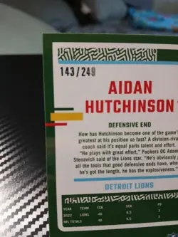 2023 Donruss Optic Football Aidan Hutchinson #58 Orange Prizm SP 143/249 - Image 5