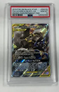 PSA 10 LUCARIO & MELMETAL GX SM192 SUN & MOON BLACK STAR PROMO TAG TEAM POKEMON - Image 1