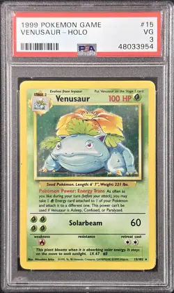 1999 POKEMON GAME #15 VENUSAUR-HOLO PSA 3 - Image 1