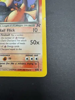 2000 Pokemon Dark Charizard HOLO 4/82 Team Rocket DMG (3 Creases Edge Whitening) - Image 3