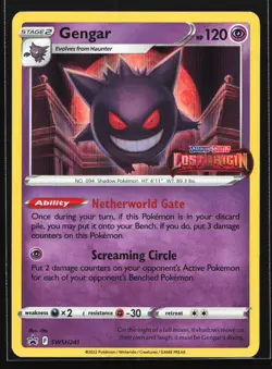 Pokemon Gengar SWSH241 Lost Origin Prerelease Holo Black Star Promo NM - Image 1