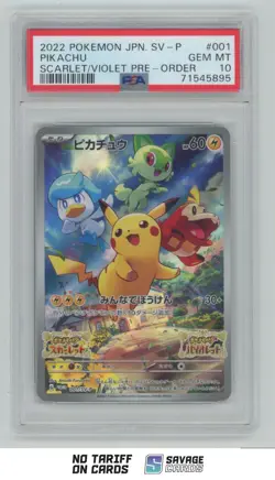 2022 Pokemon Scarlet & Violet Pre-Order JPN Holo Pikachu PSA 10 #001/SV-P - Image 1