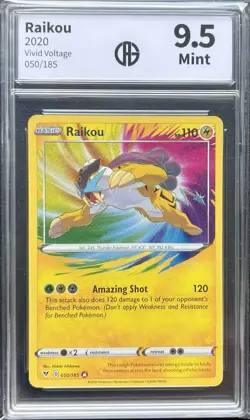 2020 Pokemon Vivid Voltage Raikou 050/185 Amazing Rare CAG 9.5 MINT - Image 1
