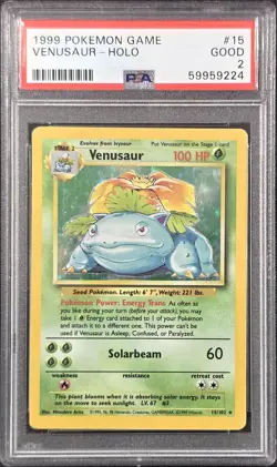 1999 POKEMON GAME #15 VENUSAUR-HOLO PSA 2 - Image 1