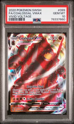 2020 Pokemon Coalossal Vmax #099 Vivid Voltage Full Art PSA 10 Graded Card - Image 1