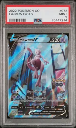 2022 Pokemon SWSH GO Full Art #072 - PSA Mint 9 - MEWTWO V - Image 1