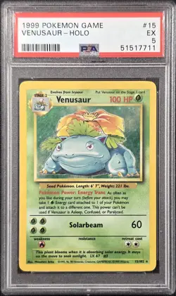 1999 POKEMON GAME #15 VENUSAUR-HOLO PSA 5 - Image 1