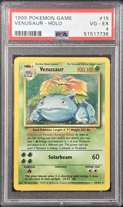 1999 POKEMON GAME #15 VENUSAUR-HOLO PSA 4 - Image 1