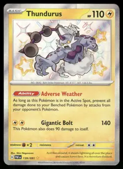 Pokemon Cards Thundurus 139/091 Paldean Fates Shiny Rare NM - Image 1