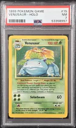 1999 POKEMON GAME #15 VENUSAUR-HOLO PSA 7 - Image 1