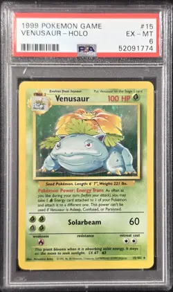 1999 POKEMON GAME #15 VENUSAUR-HOLO PSA 6 - Image 1