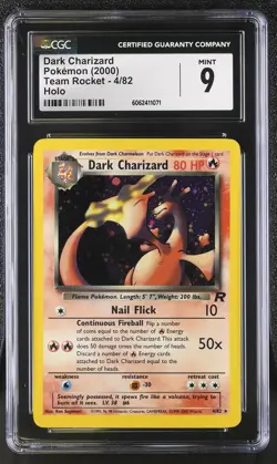 CGC 9 MINT Dark Charizard 2000 Team Rocket 4/82 Holo Pokemon Card - Image 1