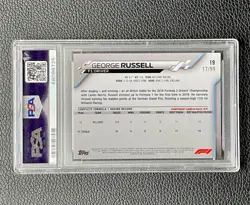 2020 Topps Chrome Sapphire F1 George Russell #19 Aqua /99 RC Rookie PSA 9 Mint - Image 2