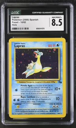 CGC 8.5 Spanish Lapras 2000 Fossil 10/62 Holo Pokemon Card psa - Image 1