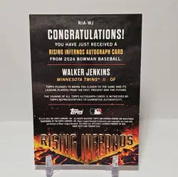 2024 Bowman - Rising Infernos Autographs Walker Jenkins #RIA-WJ /99 (AU, RC) - Image 5