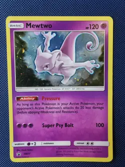 Pokemon Mewtwo TCG Black Star Promo Holo Rare Card SM77 - Image 1