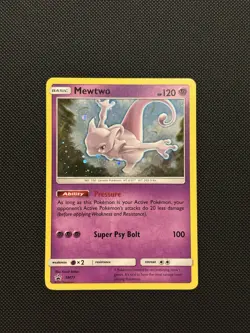 Pokemon Mewtwo SM77 Holo Black Star Promo TCG Card Sun & Moon Near Mint - Image 1