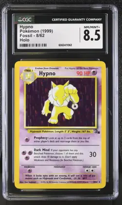 CGC 8.5 Hypno 1999 Fossil 8/62 Holo Pokemon Card psa - Image 1
