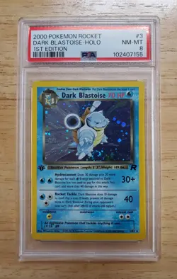 Pokemon PSA 8 NM/MT 2000 Dark Blastoise 1st Edition Team Rocket Holo Card Swirl - Image 1