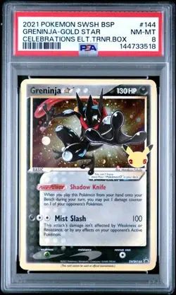 2021 Pokemon Celebrations GRENINJA Gold Star Promo Card SWSH144 Fresh PSA 8 - Image 1