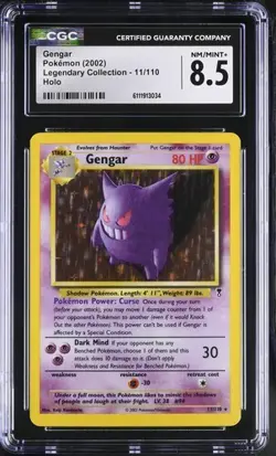 CGC 8.5 NM/MINT+ Gengar 11/110 Holo 2002 Pokemon Legendary Collection Pop 56 - Image 1