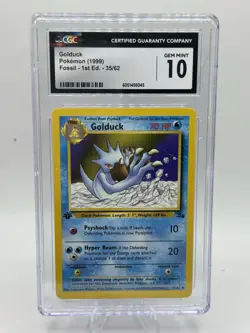Pokemon Golduck Fossil 1st Edition 35/62 CGC GEM MINT 10 - Image 2