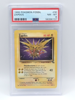 1999 Pokemon Zapdos 30/62 Rare Unlimited - PSA 8 NM-MT - Fossil - Image 1