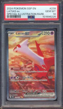 2024 POKEMON SURGING SPARKS LATIAS EX #239 SIR PSA 10! - Image 1