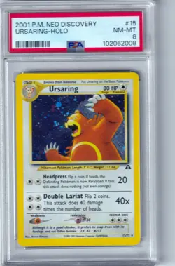 VINTAGE 2001 POKEMON URSARING 15/75 NEO DISCOVERY HOLO -PSA 8 RARE MINT - Image 1