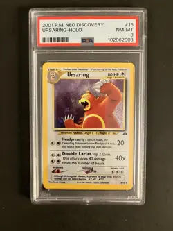 VINTAGE 2001 POKEMON URSARING 15/75 NEO DISCOVERY HOLO -PSA 8 RARE MINT - Image 2