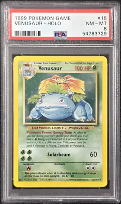1999 POKEMON GAME #15 VENUSAUR-HOLO PSA 8 - Image 1