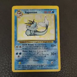 Pokemon Vaporeon 12/64 Jungle Holo Rare Card 1999 Stage 1 Unlimited Damaged - Image 2