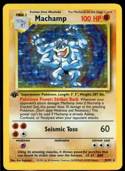Pokemon TCG Machamp Base Set 8/102 Holo 1st Edition Holo Rare - Image 1