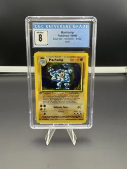 Pokemon TCG Machamp Base Set 8/102 Holo 1st Edition Holo Rare CGC 8 - Image 1