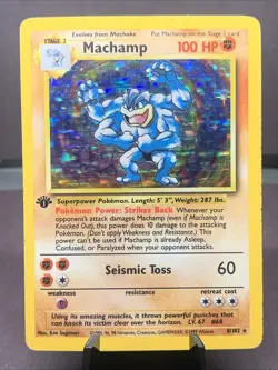 Pokemon TCG Machamp Holo 1st Edition Base Set #8/102 Holo Rare VTG WOTC MP - Image 1