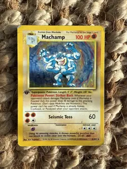 Pokemon TCG Machamp Holo 1st Edition Base Set #8/102 Holo Rare - Image 1
