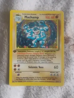 Pokemon TCG Machamp Holo Card Base Set 8/102, 1st Edition Rare (1999) - Image 1