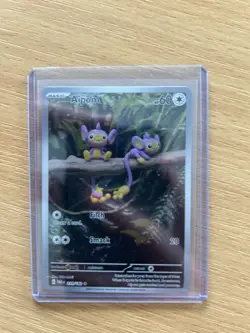 Pokemon Aipom TCG Holo Card Paradox Rift Illustration, Rare Shiny Art, 211/182 - Image 1