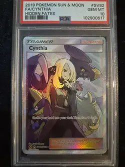 Cynthia SV82/SV94 PSA 10 GEM MINT Hidden Fates Full Art Trainer Pokemon 2019 - Image 1