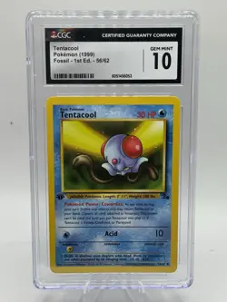 CGC GEM MINT 10 Pokemon Tentacool 56/62 1999 Fossil 1st Edition - Image 2