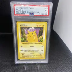 1999 Pokemon 1st Edition Shadowless Red Cheeks Pikachu #58 PSA 5 - Image 1