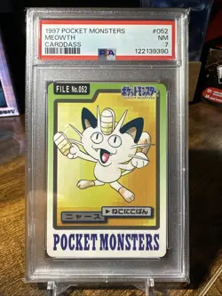 1997 Pokemon Carddass Pocket Monsters File 052 Meowth PSA 7 - Image 1