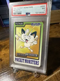 1997 Pokemon Carddass Pocket Monsters File 052 Meowth PSA 7 - Image 2