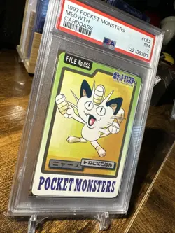 1997 Pokemon Carddass Pocket Monsters File 052 Meowth PSA 7 - Image 3