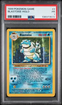 1999 POKEMON BASE SET UNLIMITED #2 BLASTOISE-HOLO PSA 1 - Image 1